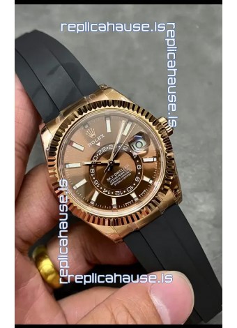 Rolex Sky-Dweller REF# M336235 Brown Dial Rose Gold Watch in 904L Steel Case 1:1 Mirror Replica
