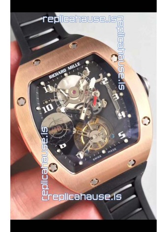 Richard Mille RM001 Genuine Tourbillon Swiss Replica Watch in Rose Gold Casing