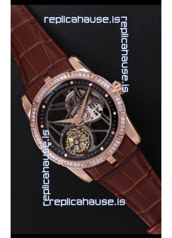 Roger Dubuis Excalibur Spider Flying Tourbillon Skeleton Rose Gold Titanium Casing 1:1 Mirror Swiss Watch