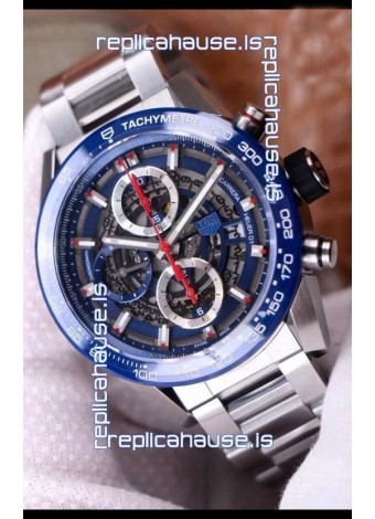 Tag Heuer Carrera Heuer 01 Swiss Replica Watch in Blue Dial/Bezel