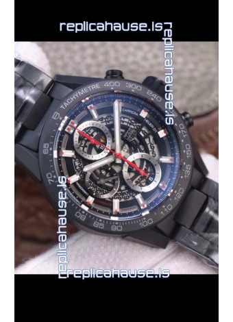 Tag Heuer Carrera Heuer 01 Swiss Replica Watch in PVD Casing - Black Skeleton Dial