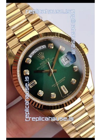 Rolex Day Date 128238 Presidential 18K Yellow Gold Watch 36MM - Green Dial 1:1 Mirror Quality Watch