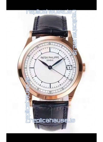 Patek Philippe Calatrava 5296 Sector Dial 1:1 Mirror Swiss Replica Watch Rose Gold Casing