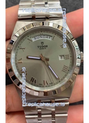 Tudor Royal Edition Watch - 1:1 Mirror Replica in Steel Casing - Grey Roman Dial