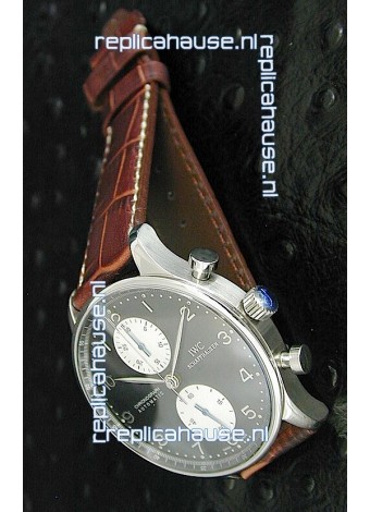 IWC Portuguese Chronograph Swiss Replica Watch in Black Dial