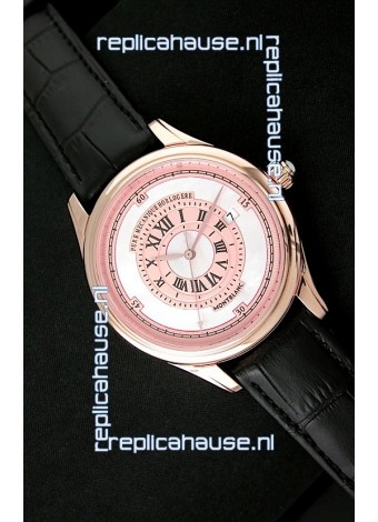 Montblanc Pure Mechanique Horlogere Swiss Replica Rose Gold Watch in Mop Pink Dial