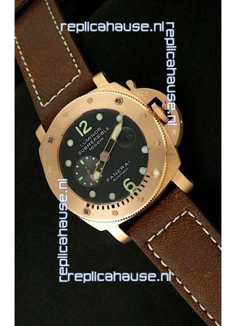 Panerai Luminor Submersible 1000M Japanese Automatic Rose Gold Watch in Black Dial