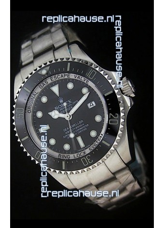 Rolex Sea-Dweller Deepsea Swiss Replica Steel Watch in Black Dial