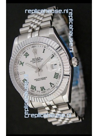 Rolex DateJust Japanese Replica Watch in Green Roman Hour Markers