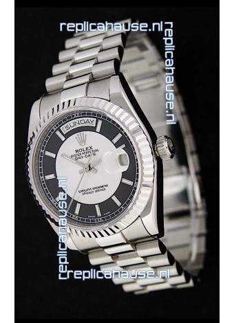 Rolex Day Date Just swiss Replica Watch in Black & White Dial