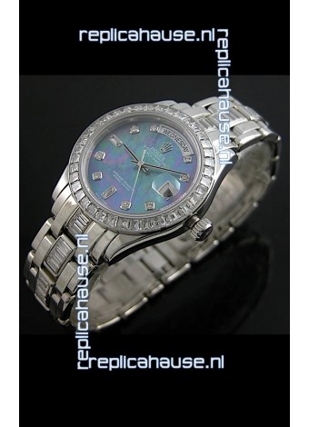 Rolex Oyster Perpetual Day Date Swiss Replica Watch in Blue Mother of Pearl Dial 