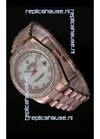 Rolex Oyster Perpetual Day Date Swiss Rose Gold Automatic Watch in Roman Markers