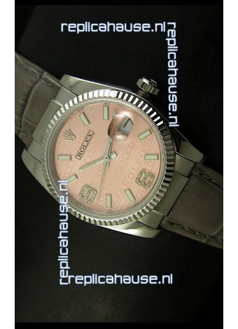 Rolex Replica Datejust Swiss Replica Watch - 37MM - Champange Dial/Grey Strap