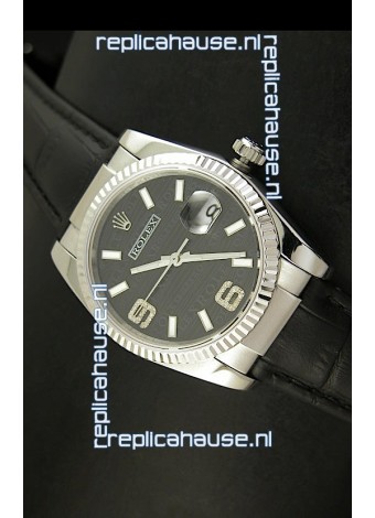 Rolex Replica Datejust Swiss Replica Watch - 37MM - Black Dial/Strap