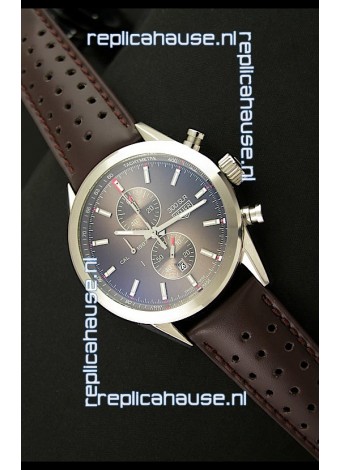Tag Heuer Carrera Quartz Japanese Replica Watch in Brown Strap