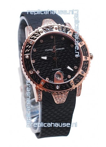 Ulysse Nardin Diver Pink Gold Watch in Black Dial
