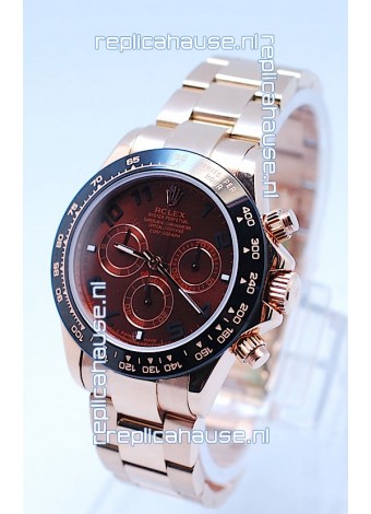 Rolex Daytona Chronograph MonoBloc Cerachrom Bezel Swiss Replica Watch in Brown Dial