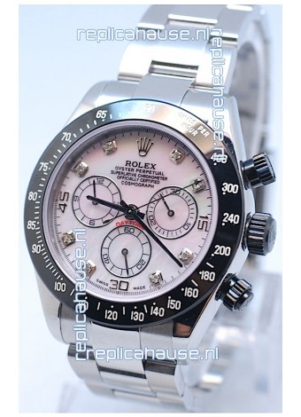 Rolex Daytona MonoBloc Cerachrom Bezel Swiss Replica Rose Gold Plated Watch in Pink Mother Pearl Dial
