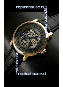 Cartier Ronde de Japanese Replica Watch in Skelton Black Dial