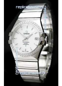 Omega Constellation Mens Swiss Automatic Watch in White Dial - 1:1 Mirror Replica 