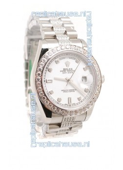 Rolex Day Date Silver Japanese Mens Watch