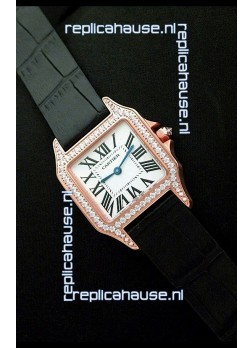 Cartier Santos Dumont Japanese Replica Watch in Pink Gold Casing