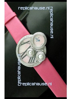 Cartier Jewellery Pearl Diamond Watch in Pink Strap