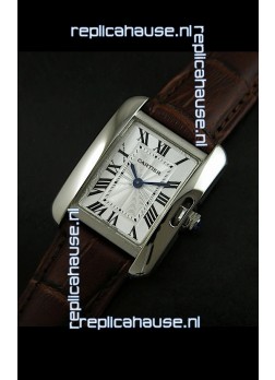 Cartier Louis Japanese Replica Ladies Watch in Brown Strap