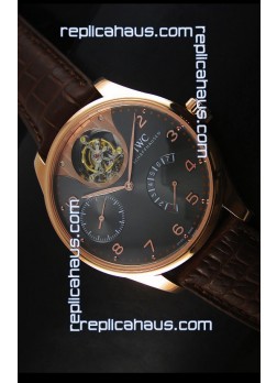 IWC IW504602 Portugieser Tourbillon Rose Gold Watch in Grey Dial 