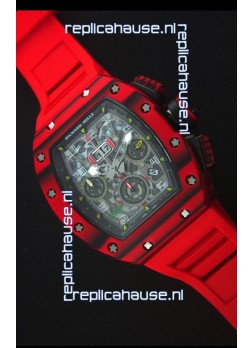 Richard Mille RM011-03 One Piece Red Forged Carbon Case Watch in Red Strap