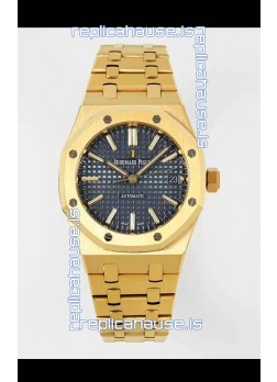 Audemars Piguet Royal Oak 37MM Blue Dial Yellow Gold Watch in 3120 Movement - 1:1 Mirror Replica