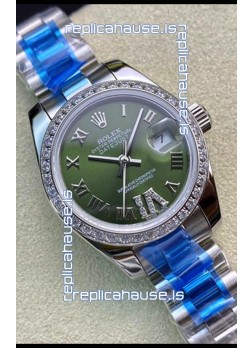 Rolex Datejust 28MM Swiss Replica in 904L Steel in Green Dial - 1:1 Mirror Replica