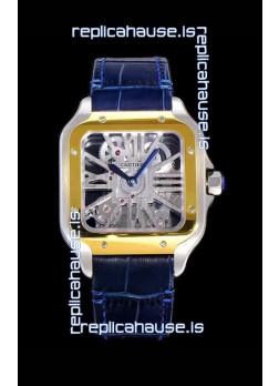 Cartier Santos DUMONT Skeleton Watch in Two Tone Bezel Swiss Replica Watch