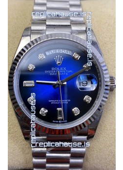 Rolex Day Date Presidential 904L Steel 36MM - Blue Dial 1:1 Mirror Quality Watch