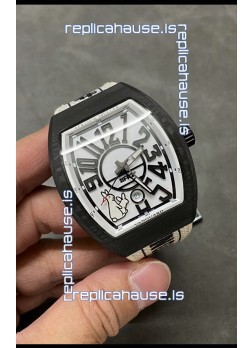 Franck Muller "Fr2nck" Vanguard Rabbit Edition Swiss Replica Watch in Black Carbon Casing 