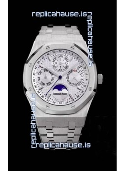 Audemars Piguet Royal Oak Perpetual Calendar Swiss Replica Steel Casing Watch in White Dial 