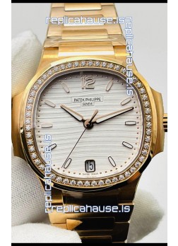 Patek Philippe Nautilus 7118/1200R-001 35MM 1:1 Mirror Swiss Replica Watch in Yellow Gold