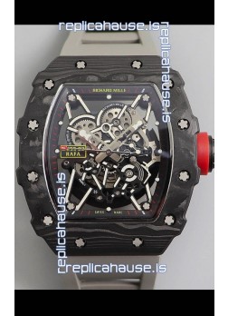 Richard Mille RM35-02 Rafael Nadal Forged Carbon Case with Grey Strap - 1:1 Super Swiss Quality
