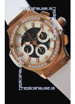 Hublot Big Bang Diamonds Bezel Watch in Pink Gold Case Swiss Replica Watch