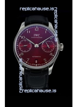 IWC Portugieser Swiss IW500714 1:1 Mirror 904L Steel Watch Burgundy Dial Watch 