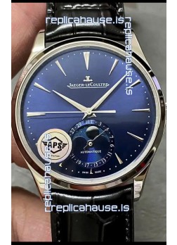 Jaeger LeCoultre Master Ultra Thin Moon Blue Dial 904L Steel 1:1 Mirror Replica Watch