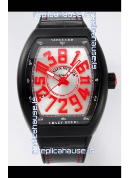 Franck Muller Vanguard Crazy Hours in DLC Coated Casing White Dial Swiss Replica Watch 