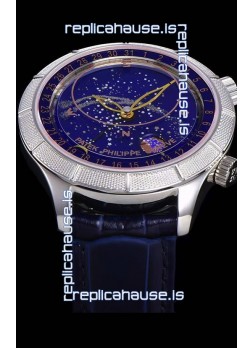 Patek Philippe 6102R Grand Compilations Handwind Swiss Replica Watch - Rugged Bezel Blue Dial