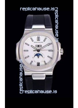 Patek Philippe Nautilus 5726A 1:1 Mirror Swiss Watch White Dial Rubber Strap 