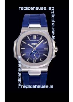 Patek Philippe Nautilus 5726A 1:1 Mirror Swiss Watch Blue Dial Rubber Strap 