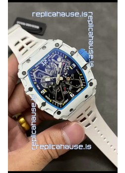 Richard Mille RM35-03 Rafael Nadal Edition White Carbon Fiber Casing 1:1 Mirror Replica Watch in White Strap