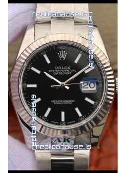 Rolex Datejust 41MM Cal.3135 Movement Swiss Replica Watch in 904L Steel Casing Black Dial