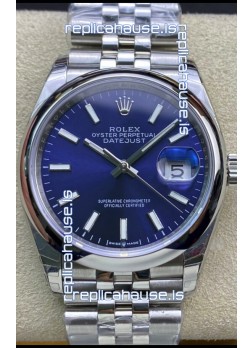 Rolex Datejust 126200-0006 36MM Swiss 1:1 Mirror Swiss Replica in 904L Steel in Blue Dial