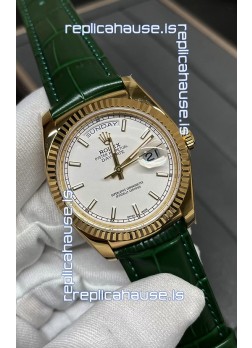 Rolex Day Date Yellow Gold Casing Watch in White Dial 36MM - 1:1 Mirror Quality 