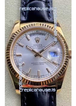 Rolex Day Date Yellow Gold Casing Watch in Steel Dial 36MM - 1:1 Mirror Quality 